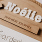 Panneau de rentrée personnalisé avec le prénom Noélie et carte "Garderie" inscrite à la main
