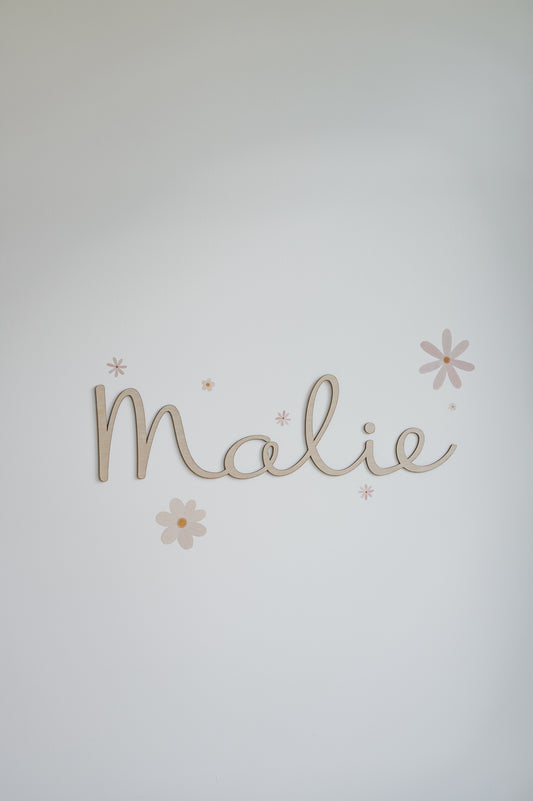 NOM EN BOIS PERSONNALISÉ - Lettres attachées (ÉPAIS - 1/4 po)